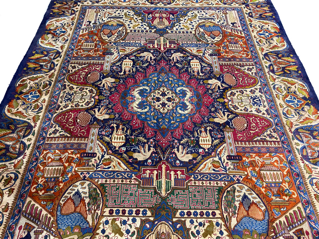 9.9 x 13.0 Persian Kashmar Rug Exotic Zirkhaki Iran Carpet  #F-6933