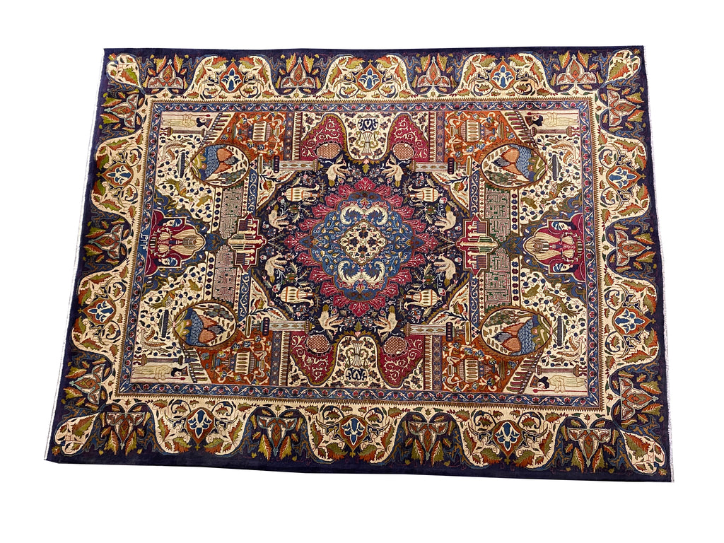 9.9 x 13.0 Persian Kashmar Rug Exotic Zirkhaki Iran Carpet  #F-6933