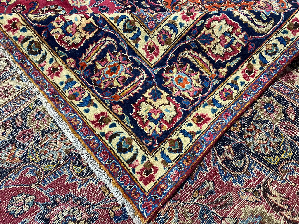 9.4 x 13.0  Quality Persian Mashad Rug RICH BURGUNDY#F-6935