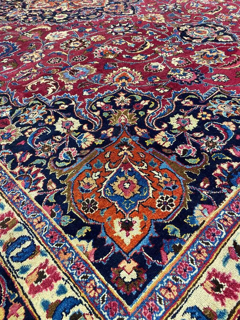 9.4 x 13.0  Quality Persian Mashad Rug RICH BURGUNDY#F-6935