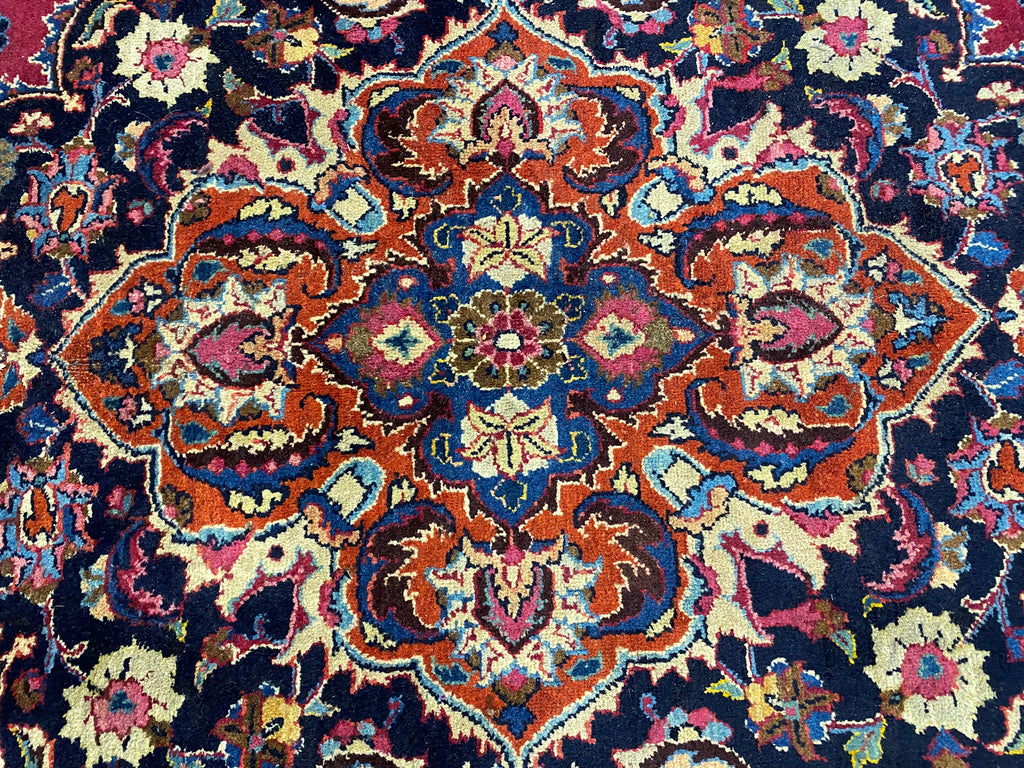 9.4 x 13.0  Quality Persian Mashad Rug RICH BURGUNDY#F-6935