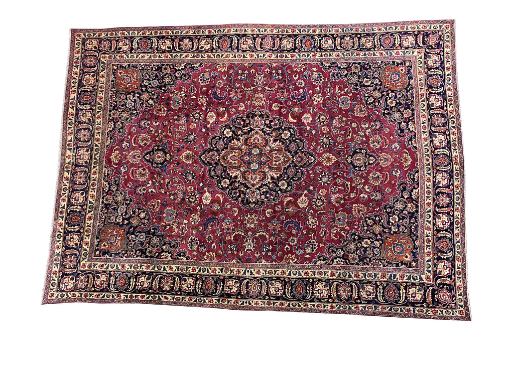 9.4 x 13.0  Quality Persian Mashad Rug RICH BURGUNDY#F-6935