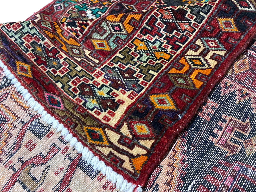 4 x 9.6 Dark Brown Hand-knotted Persian Afshar Runner Rug 5869