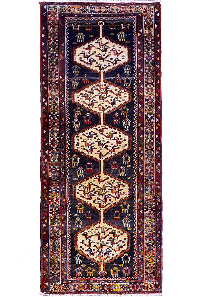 3.10 x 9.7 Light Ivory Persian Afshar Runner S10-5876