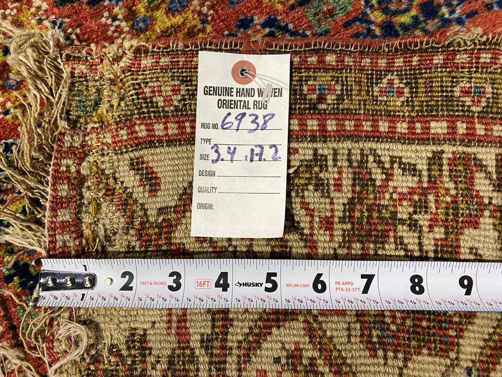 3.4 x 17.2 Long Antique Persian Runner  #F-6938