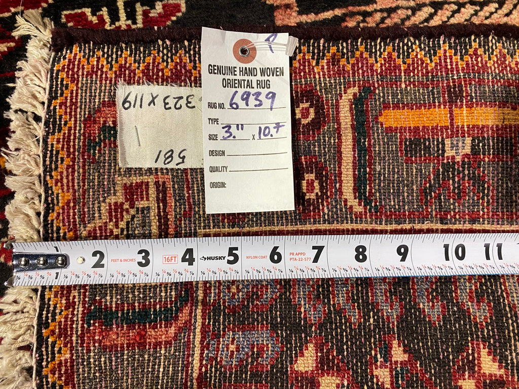 4.0 x 10.7 Persian Tribal Wool Runner #F-6939