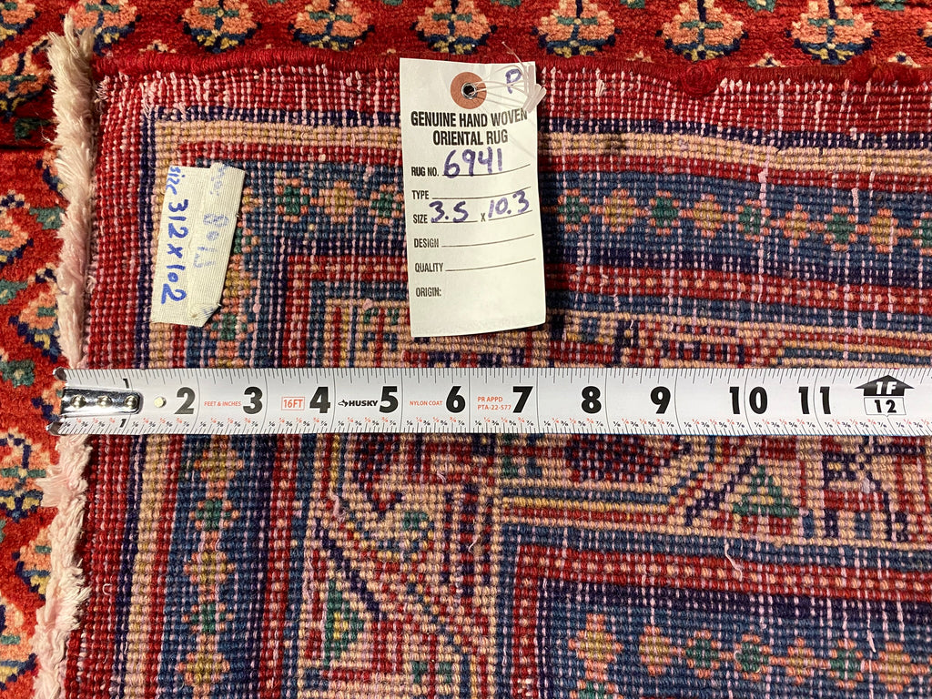 3.5 x 10.3 Persian Paisely Mir Sarouk Herati Runner #F-6941