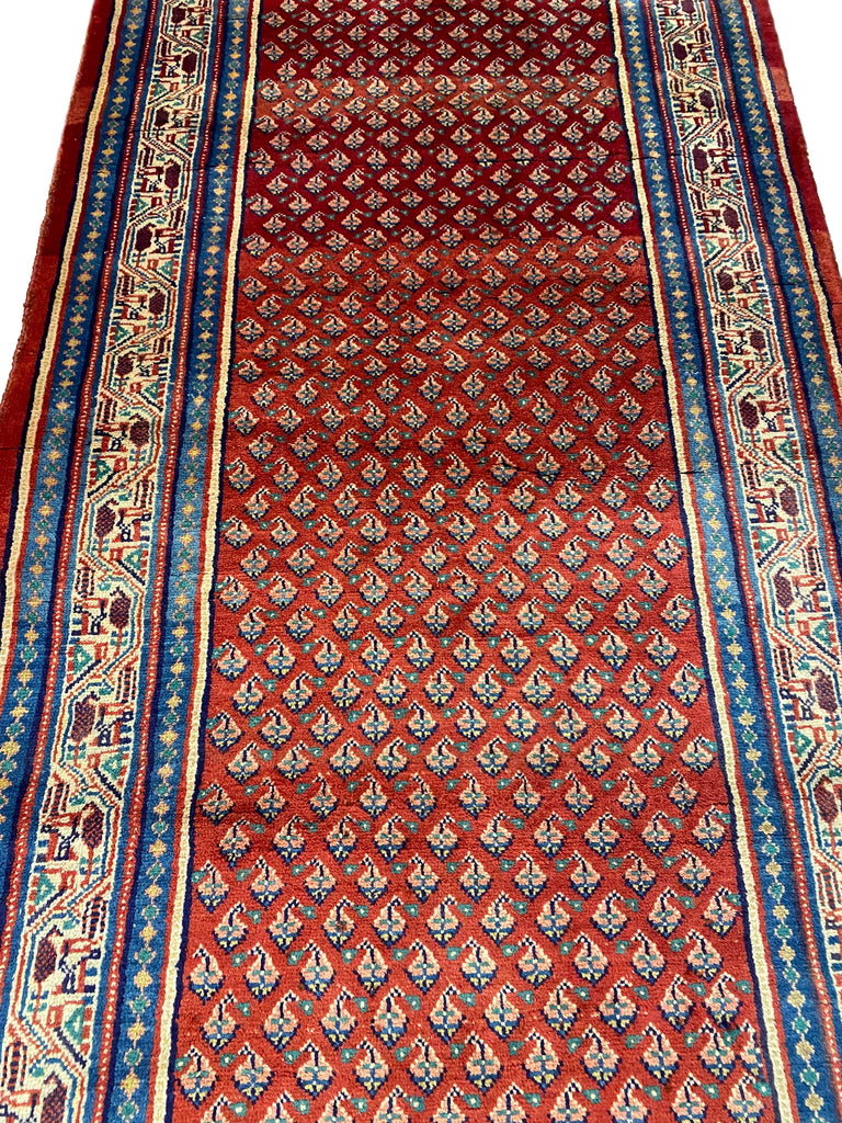 3.5 x 10.3 Persian Paisely Mir Sarouk Herati Runner #F-6941