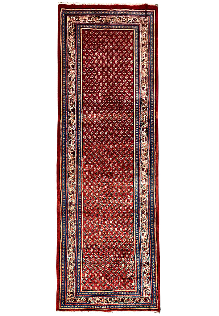 3.5 x 10.3 Persian Paisely Mir Sarouk Herati Runner #F-6941