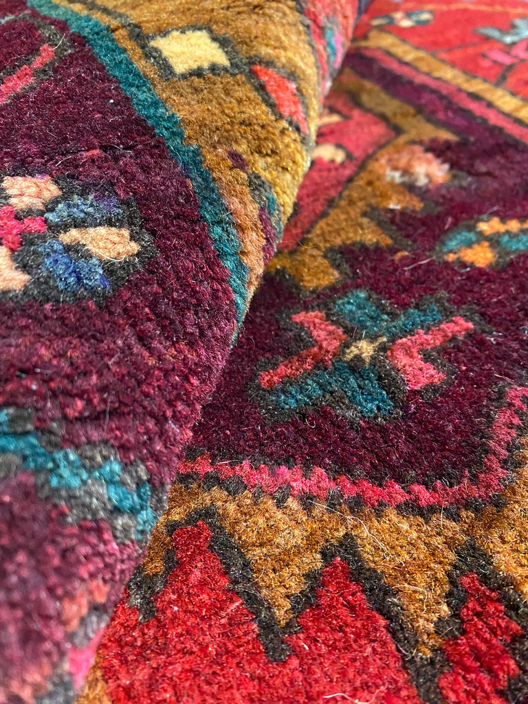 3.5 x 12.3 Red Persian Hamadan Runner 7178