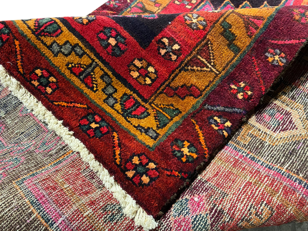 3.5 x 12.3 Red Persian Hamadan Runner 7178