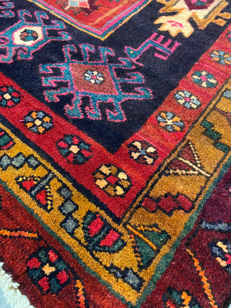 3.5 x 12.3 Red Persian Hamadan Runner 7178