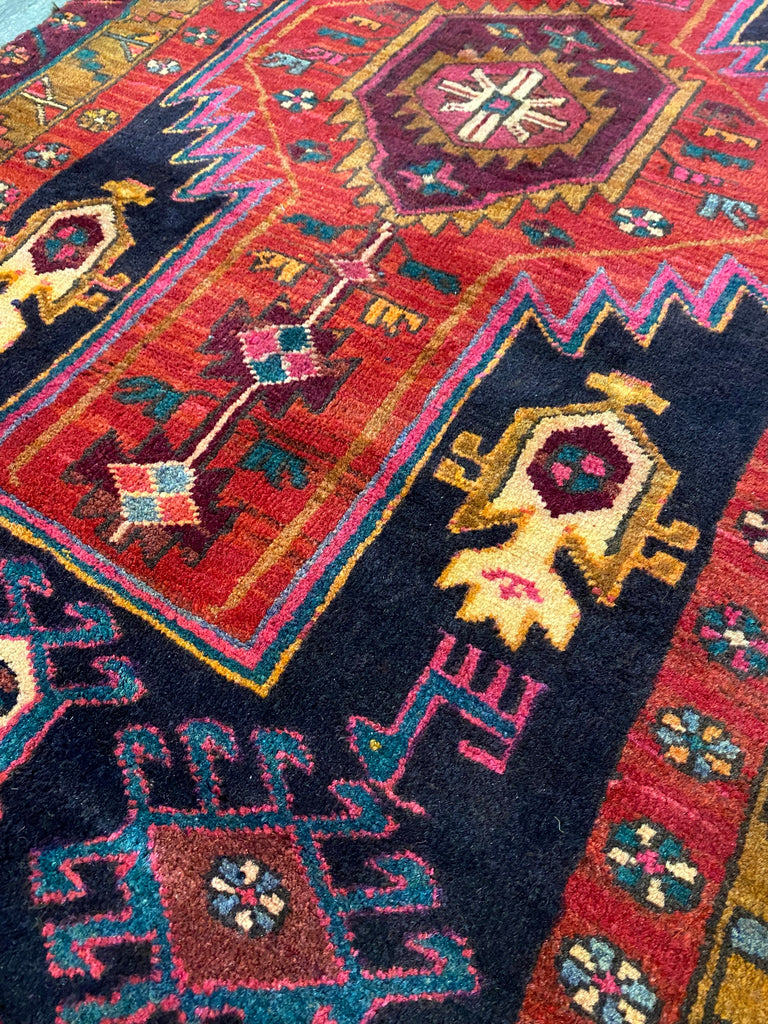 3.5 x 12.3 Red Persian Hamadan Runner 7178