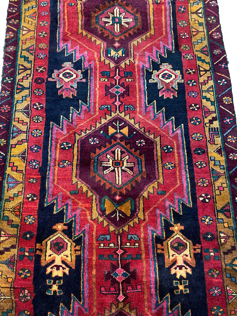 3.5 x 12.3 Red Persian Hamadan Runner 7178