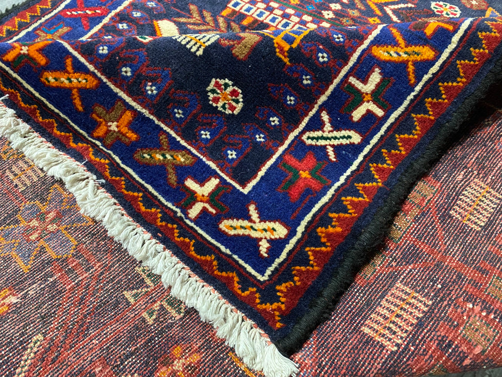 3.9 x 9.11 Red Traditional Persian Hamadan Runner Rug S10-5962