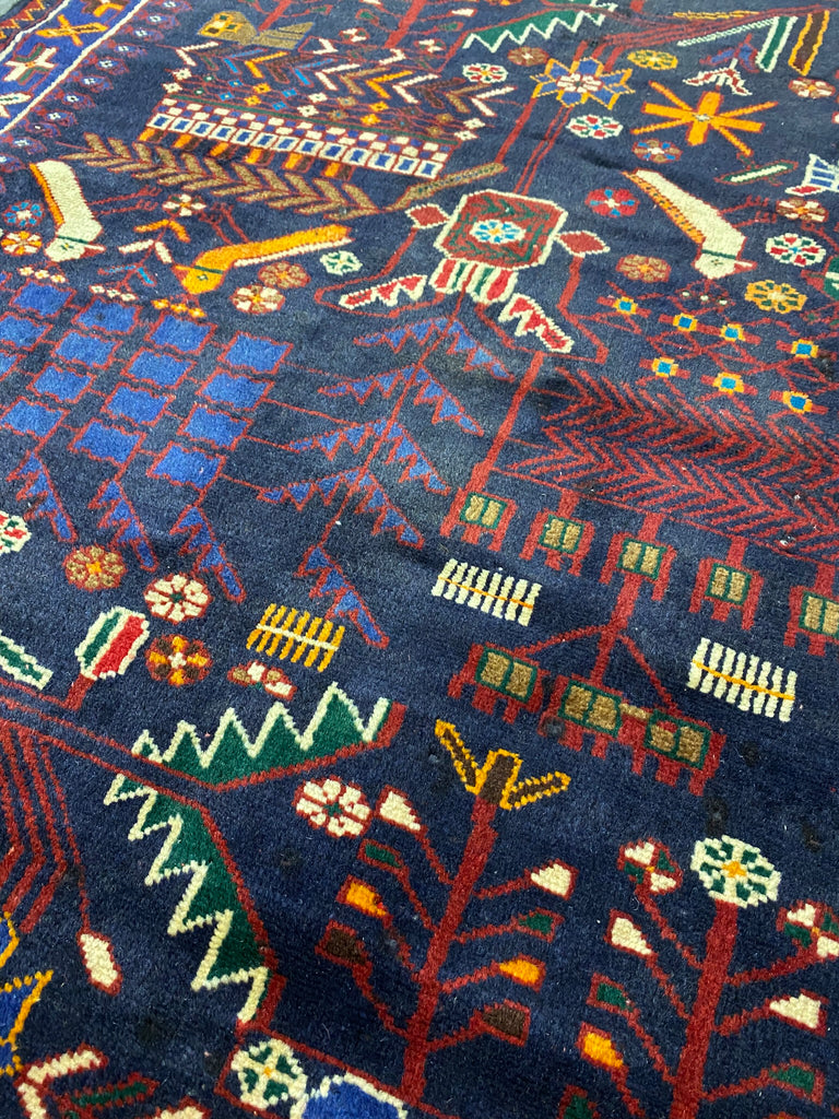 3.9 x 9.11 Red Traditional Persian Hamadan Runner Rug S10-5962