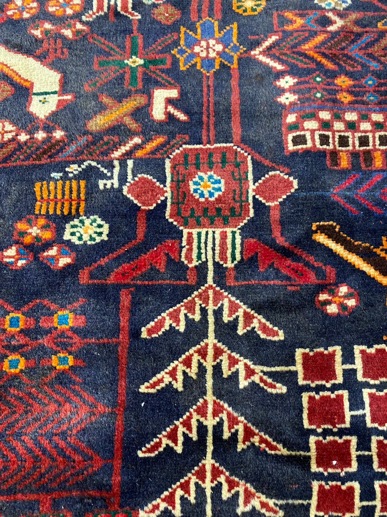 3.9 x 9.11 Red Traditional Persian Hamadan Runner Rug S10-5962