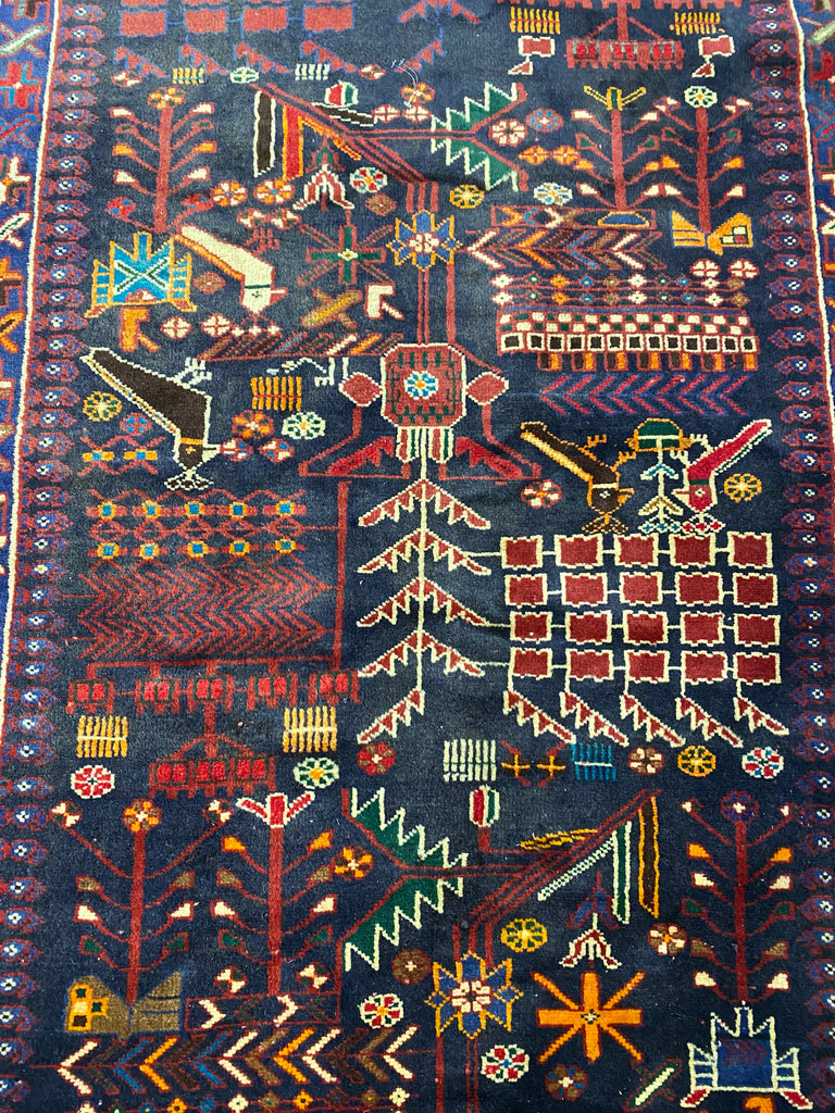 3.9 x 9.11 Red Traditional Persian Hamadan Runner Rug S10-5962