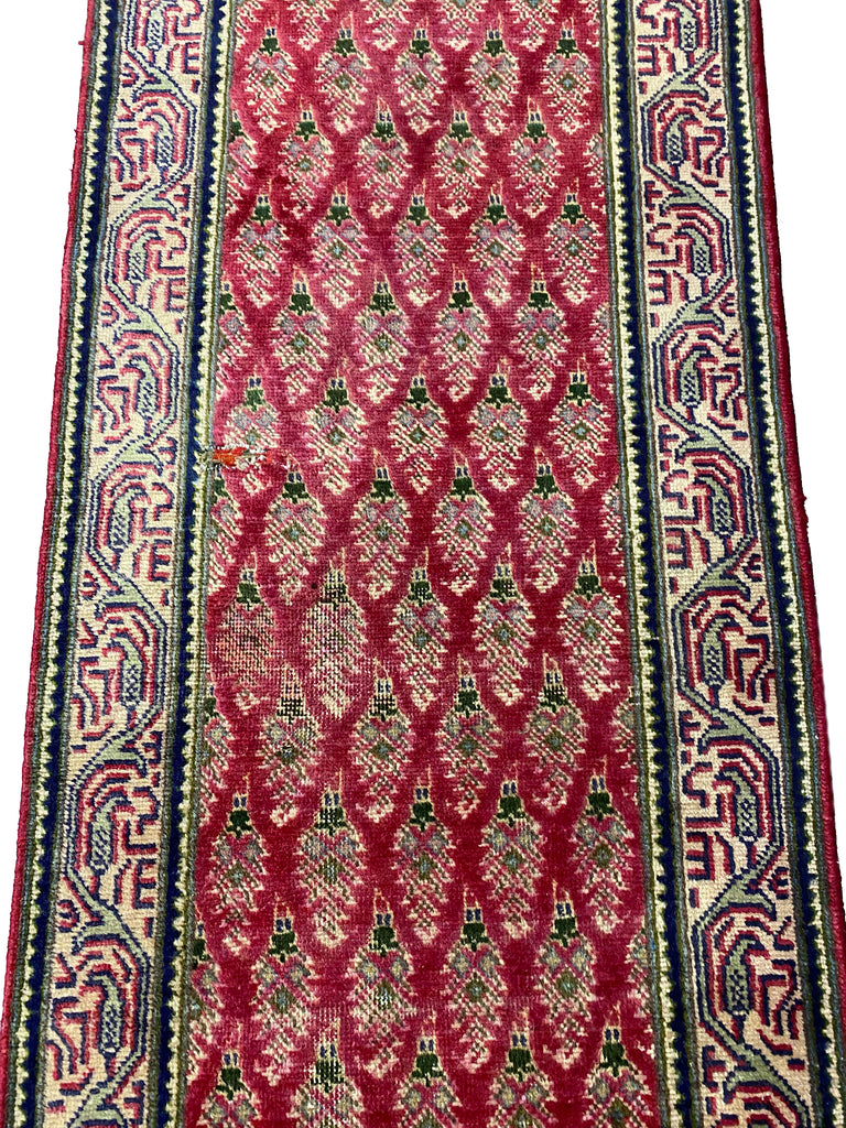 14 Feet Antique Persian Runner Paisely Sem-Antique Rug  #B-72453