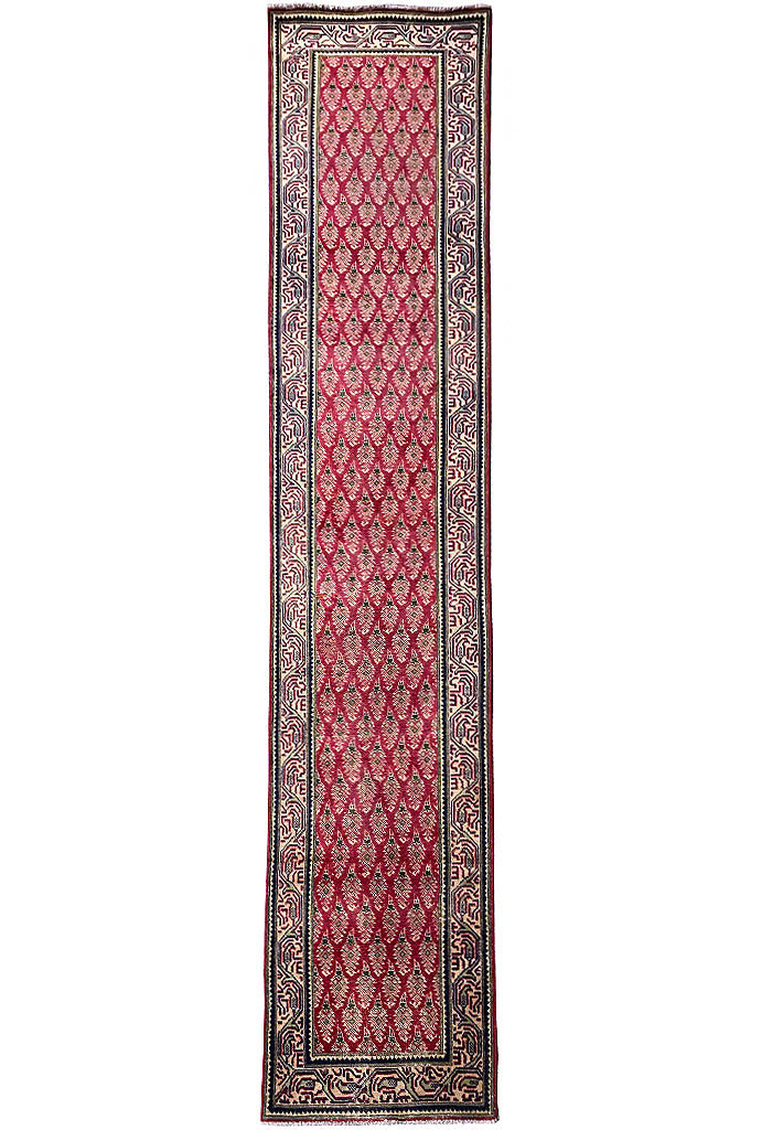 14 Feet Antique Persian Runner Paisely Sem-Antique Rug  #B-72453