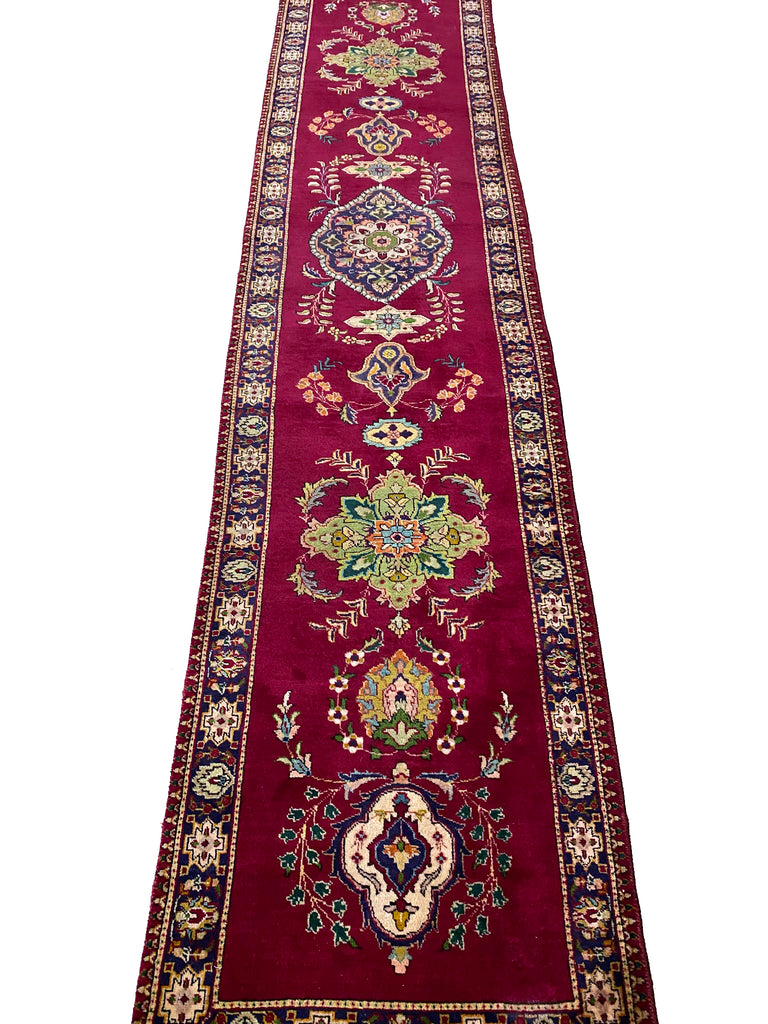 2.6 x 12.3 Runner Persian Tabriz Wool Preowned Rug #B-80421
