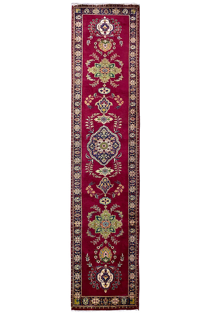 2.6 x 12.3 Runner Persian Tabriz Wool Preowned Rug #B-80421