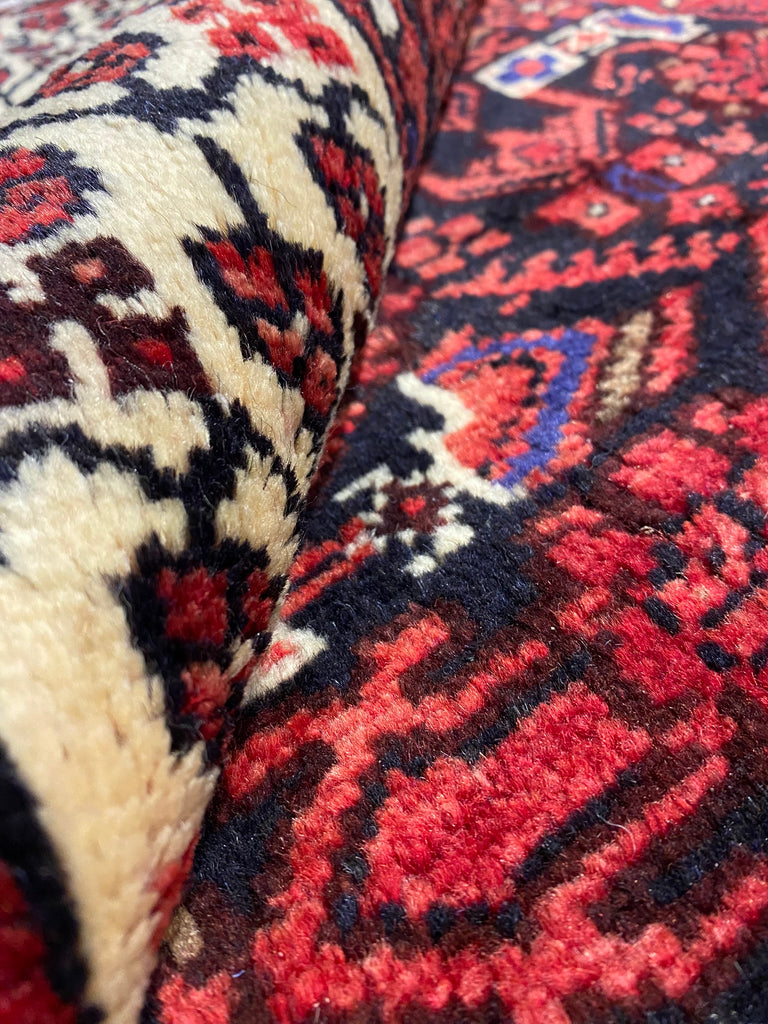 3.7 x 10.1 Dark Red Traditional Persian Herati Runner Rug 7110