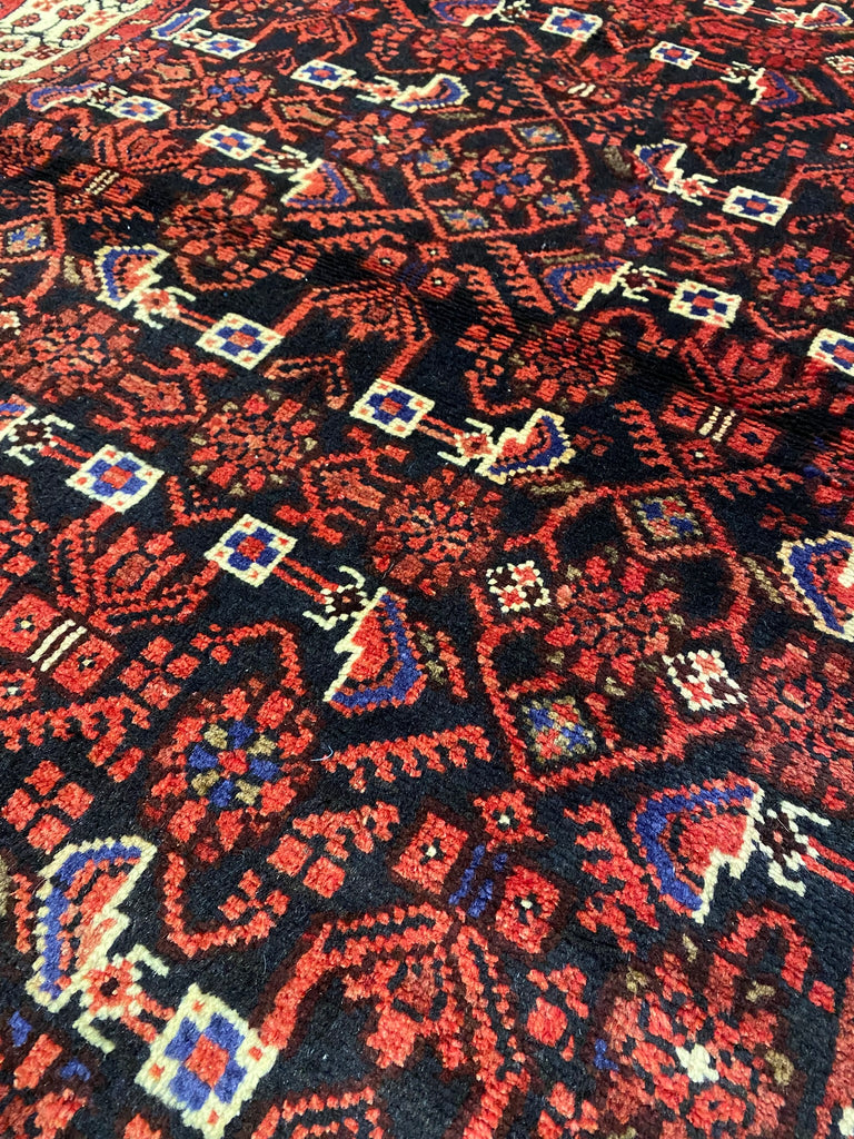 3.7 x 10.1 Dark Red Traditional Persian Herati Runner Rug 7110