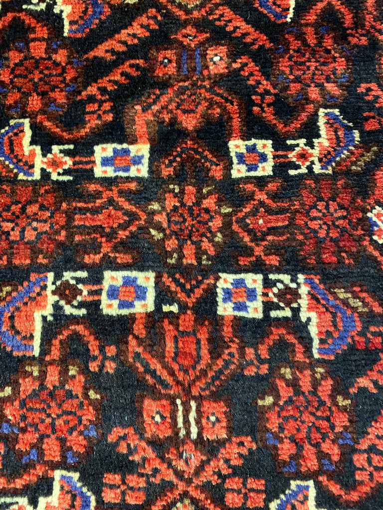 3.7 x 10.1 Dark Red Traditional Persian Herati Runner Rug 7110