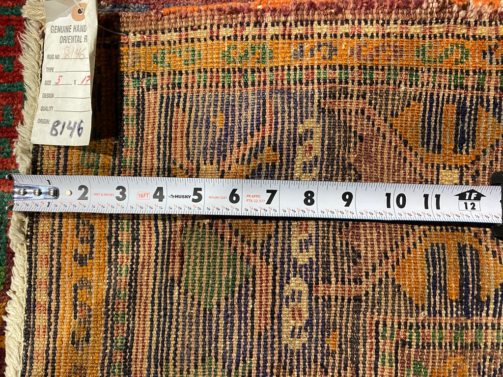 5 x 17.1 Red Orange Persian Kazak Runner 8146