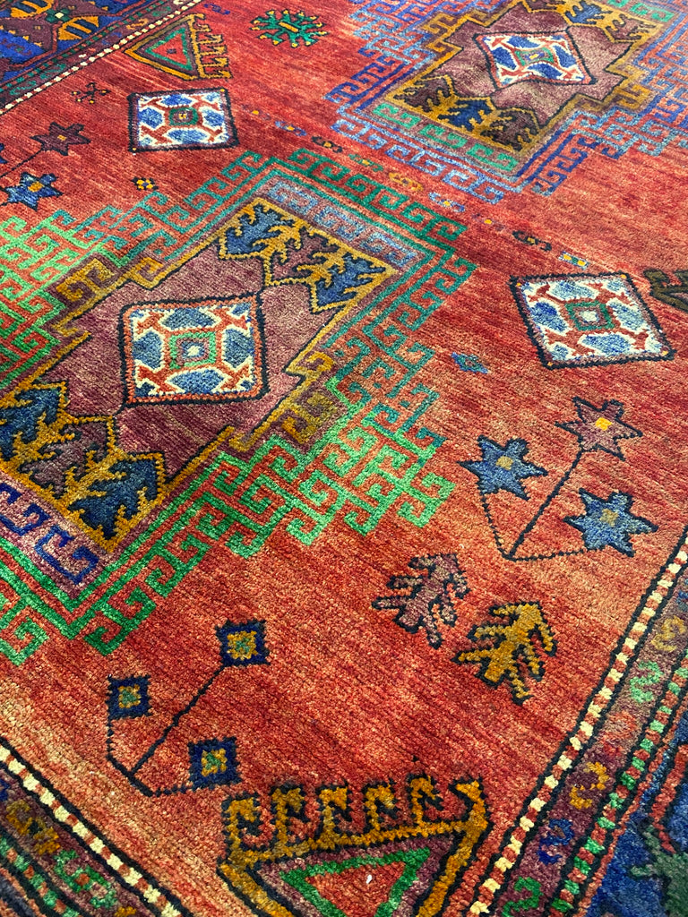 5 x 17.1 Red Orange Persian Kazak Runner 8146