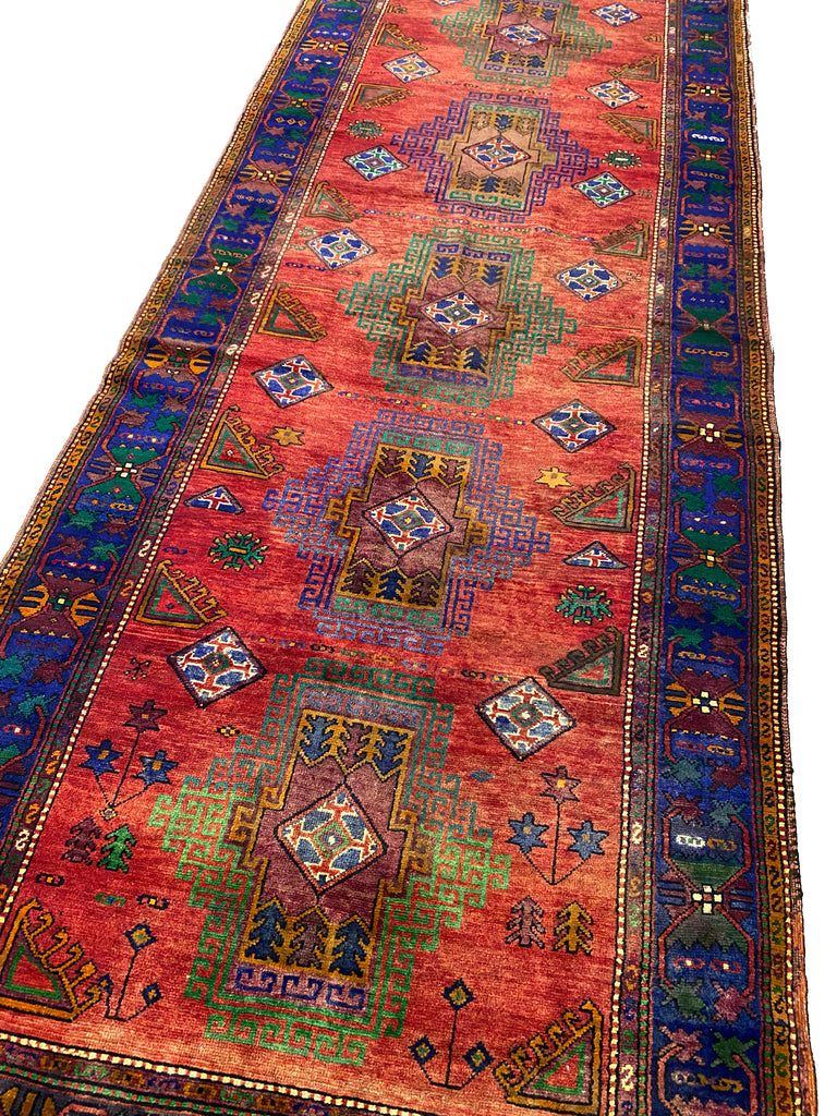 5 x 17.1 Red Orange Persian Kazak Runner 8146