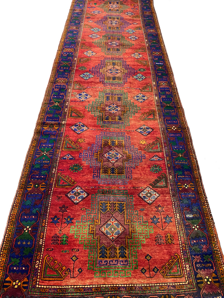 5 x 17.1 Red Orange Persian Kazak Runner 8146