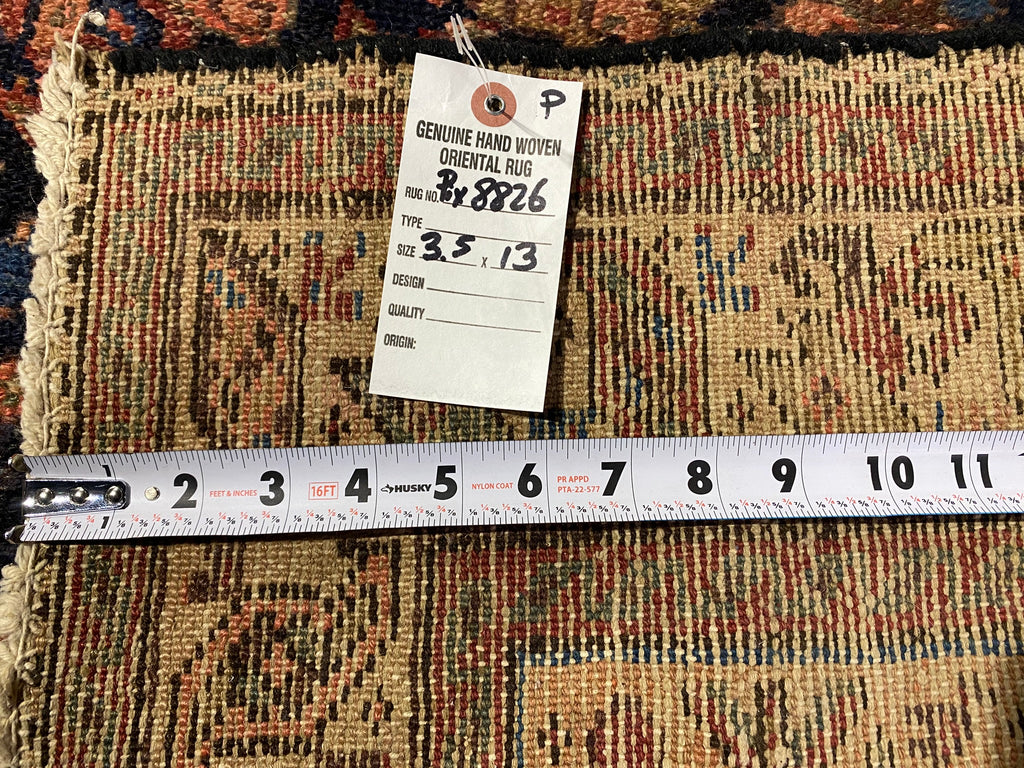 3.5 x 13 Semi-Antique Russian Kazak Rug Early 1900’s 8826