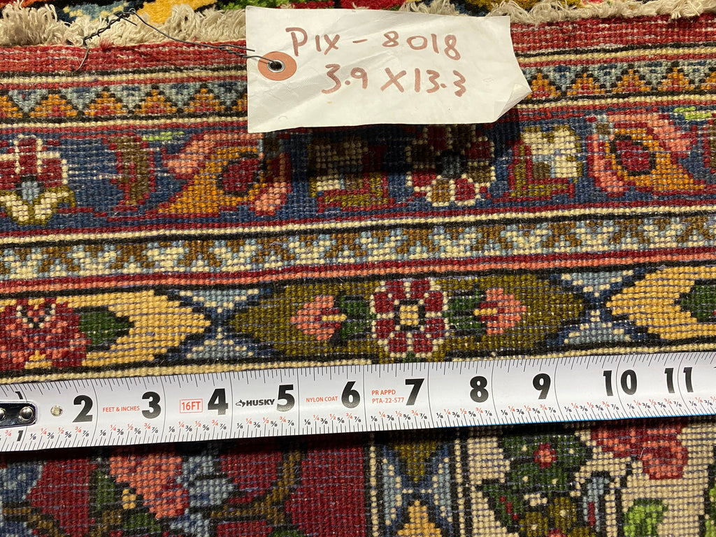 3.9 x 13.3 Multi-Color Handmade Persian Bakhtiar Runner Rug 8018