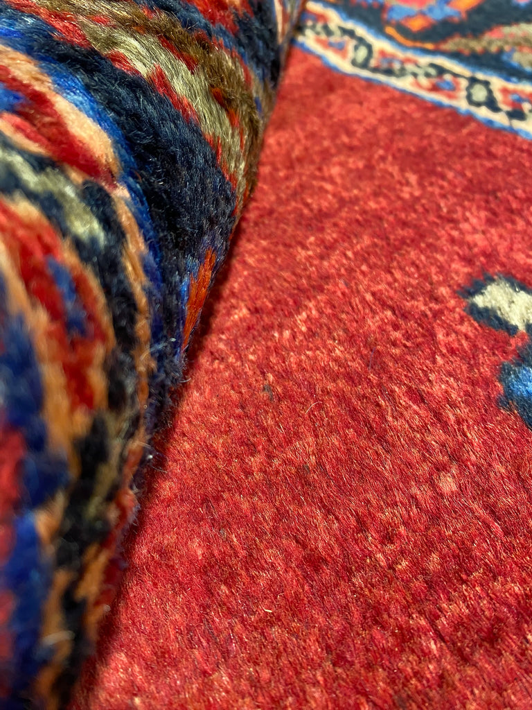 3.6 x 11 Red Traditional Persian Hamadan Runner Rug 7173