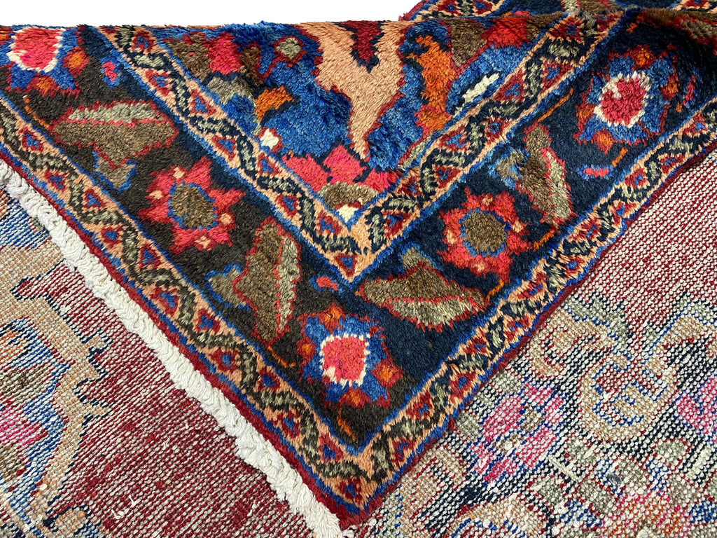 3.6 x 11 Red Traditional Persian Hamadan Runner Rug 7173