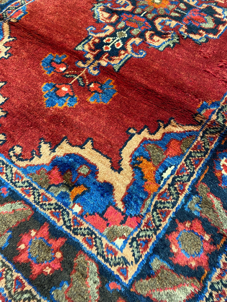 3.6 x 11 Red Traditional Persian Hamadan Runner Rug 7173