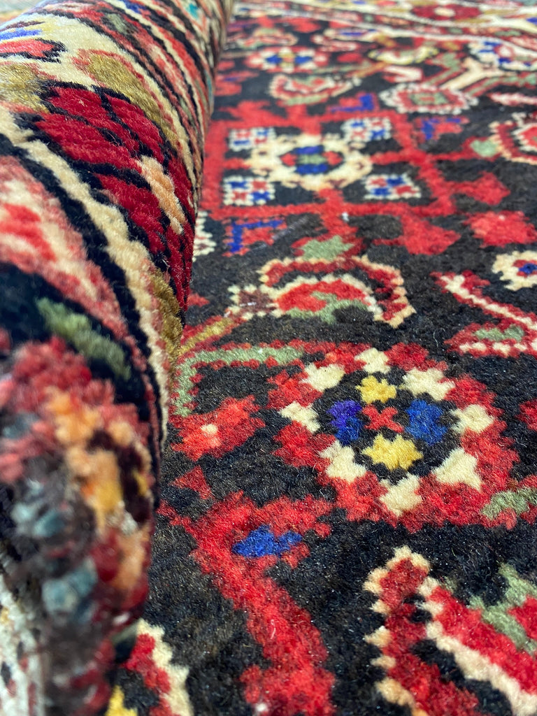 3.9 x 13.11 Multi-color Semi Antique Persian Hamadan Runner Rug 25814