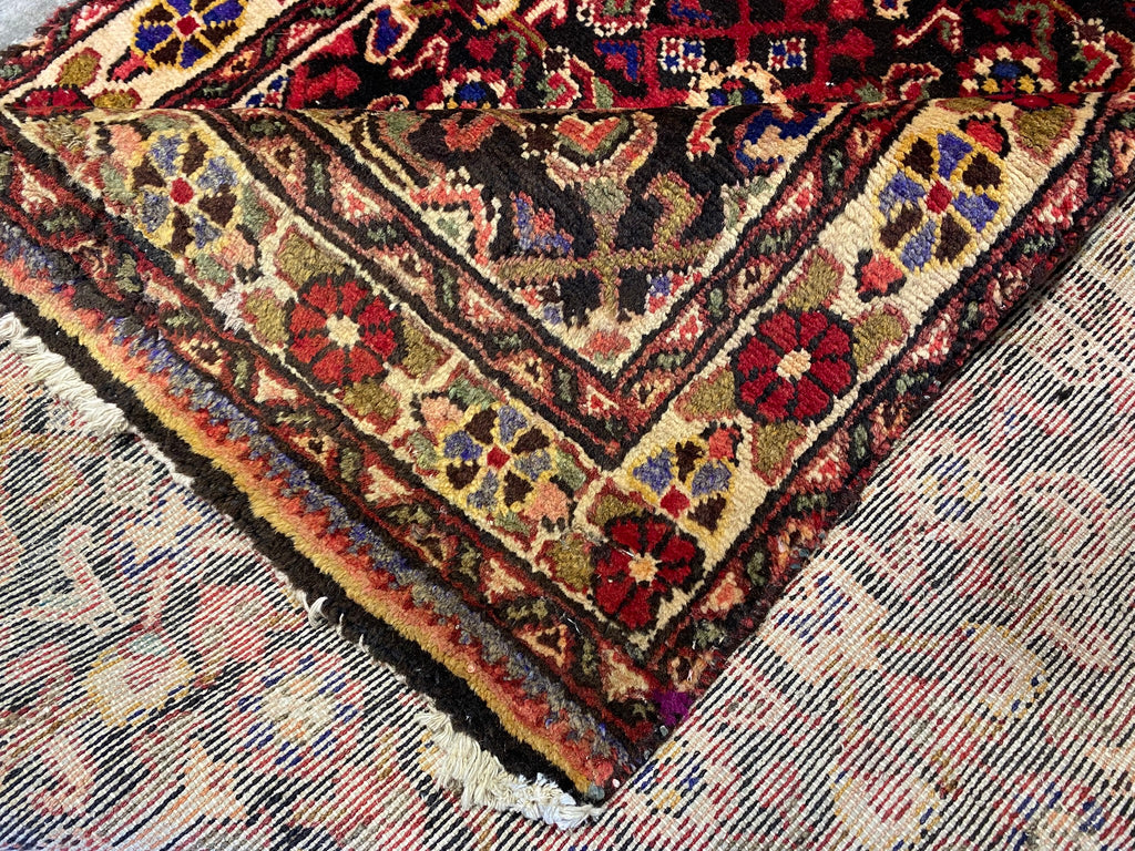 3.9 x 13.11 Multi-color Semi Antique Persian Hamadan Runner Rug 25814
