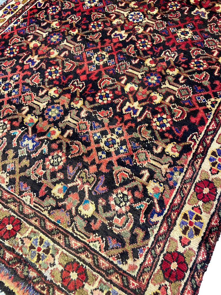 3.9 x 13.11 Multi-color Semi Antique Persian Hamadan Runner Rug 25814