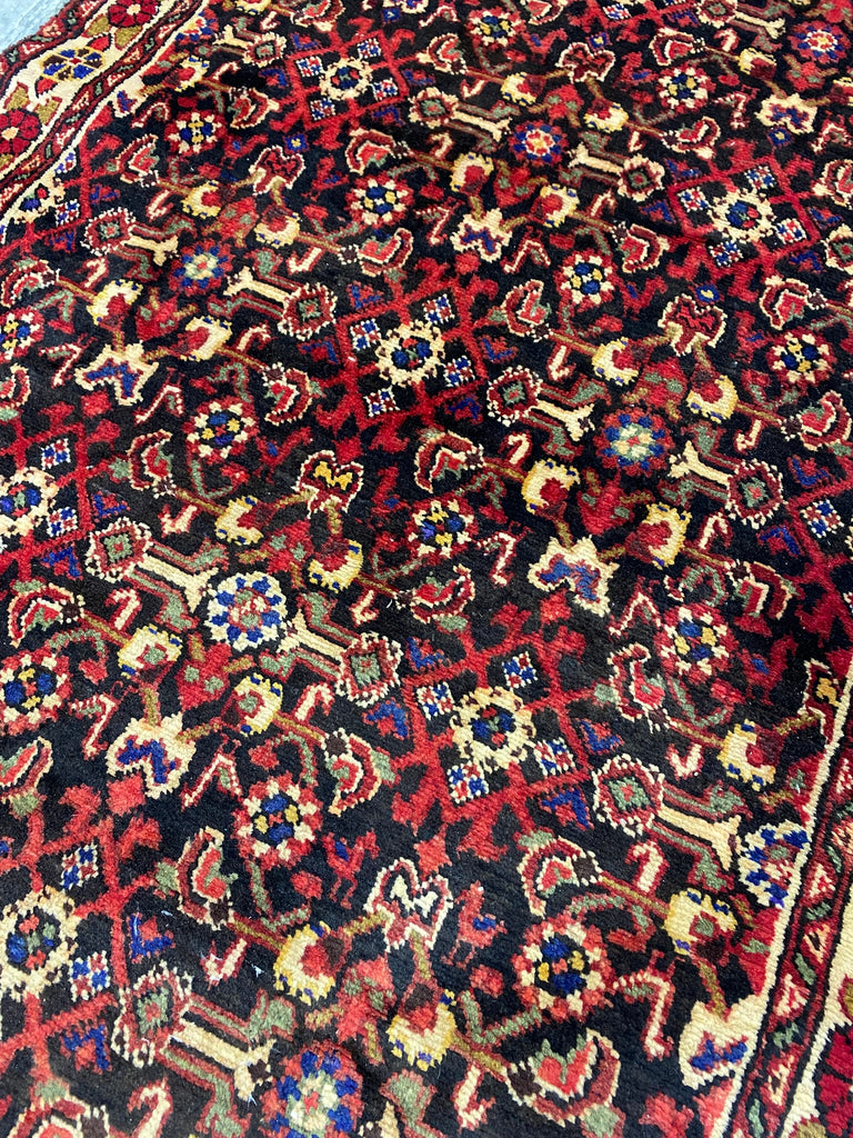 3.9 x 13.11 Multi-color Semi Antique Persian Hamadan Runner Rug 25814