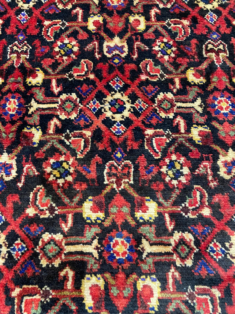 3.9 x 13.11 Multi-color Semi Antique Persian Hamadan Runner Rug 25814