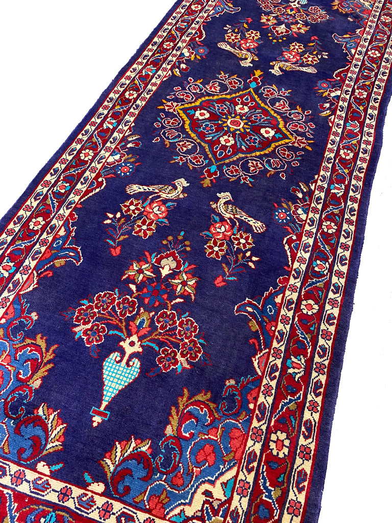 4.0 x 10.6 Wide Runner Persian Tribal Wool Rug LOVE BIRDS  #B-72456