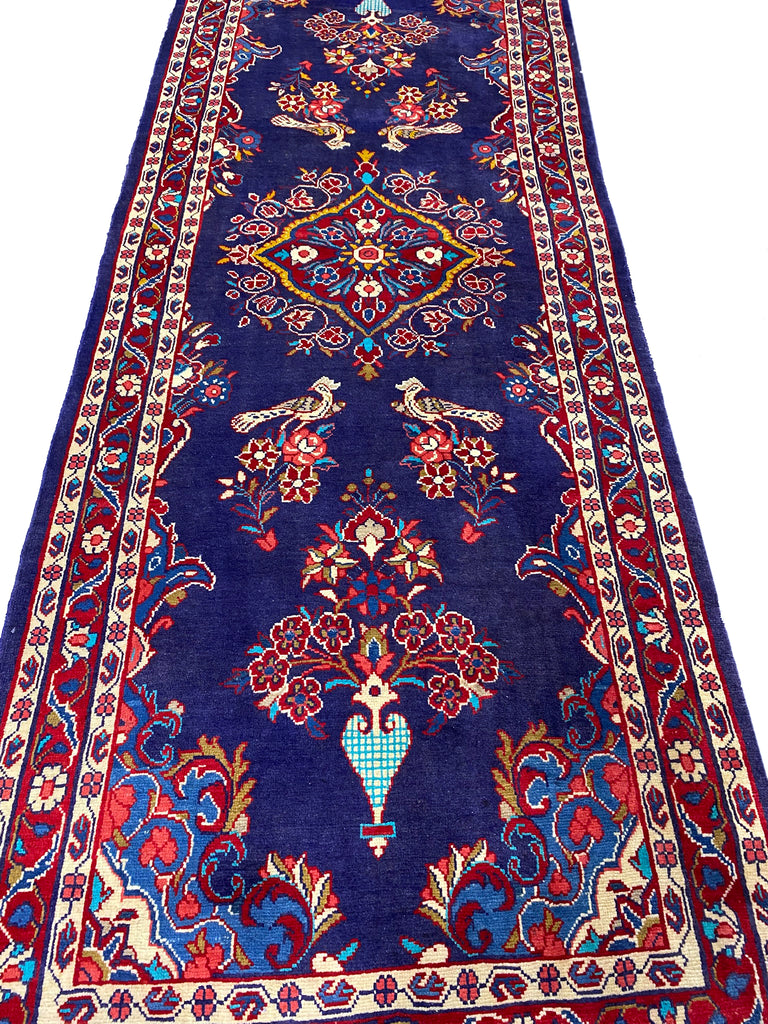 4.0 x 10.6 Wide Runner Persian Tribal Wool Rug LOVE BIRDS  #B-72456