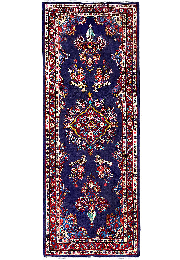 4.0 x 10.6 Wide Runner Persian Tribal Wool Rug LOVE BIRDS  #B-72456