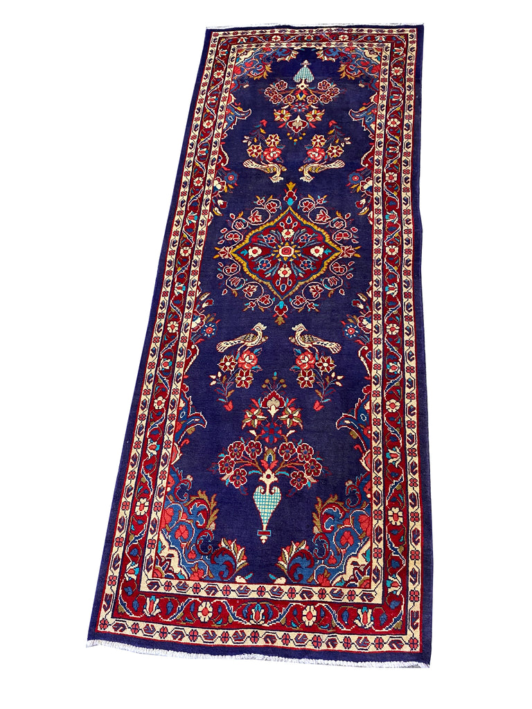 4.0 x 10.6 Wide Runner Persian Tribal Wool Rug LOVE BIRDS  #B-72456