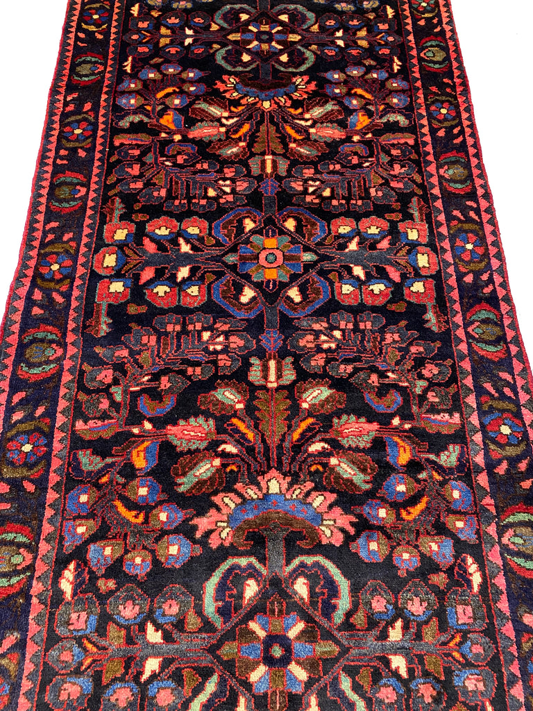 3.6 x 6.9 Black Persian Sarouk Runner 7144