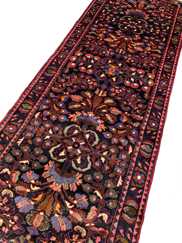 3.6 x 6.9 Black Persian Sarouk Runner 7144