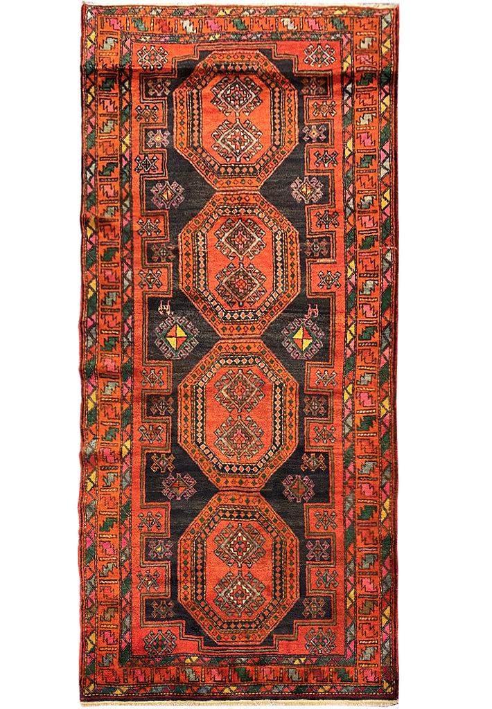 4.7 x 9.9 Sunset Orange Antique Russian Kazak Runner Rug 12725